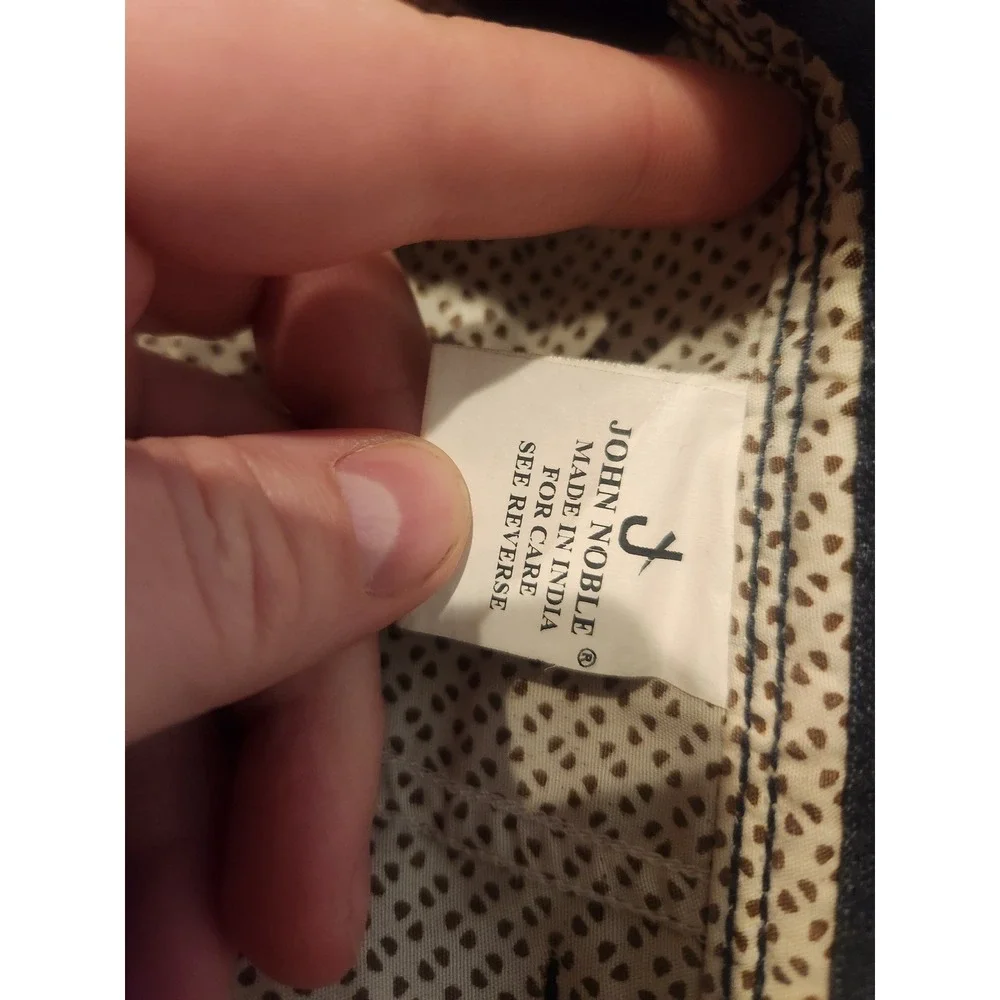 John‎ Noble Mens Navy Blue Micro Check Plaid Slim Straight Dress Pants 35x31